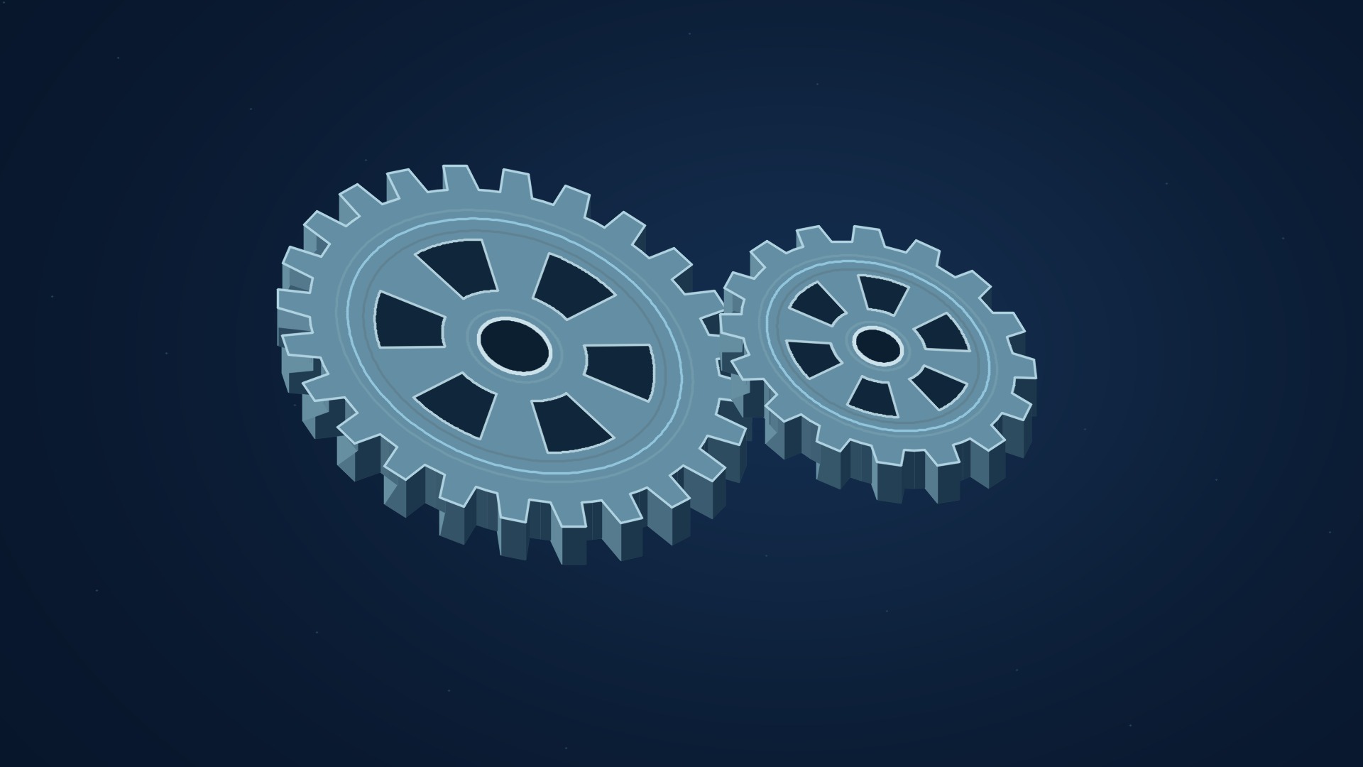 Gears transmitting motion.