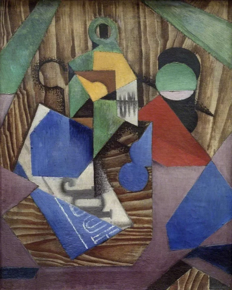Bottle of Rum and Newspaper, œuvre de Juan Gris.