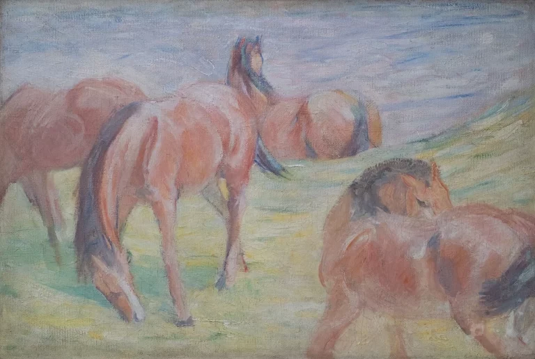 Weidende Pferde I, œuvre de Franz Marc.